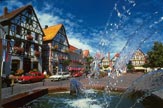  Market fountain with half-timbered houses